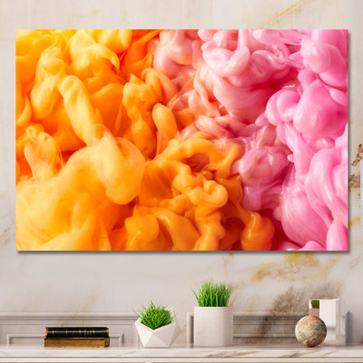 Encre orange et rose II, reproduction sur toile flottante
