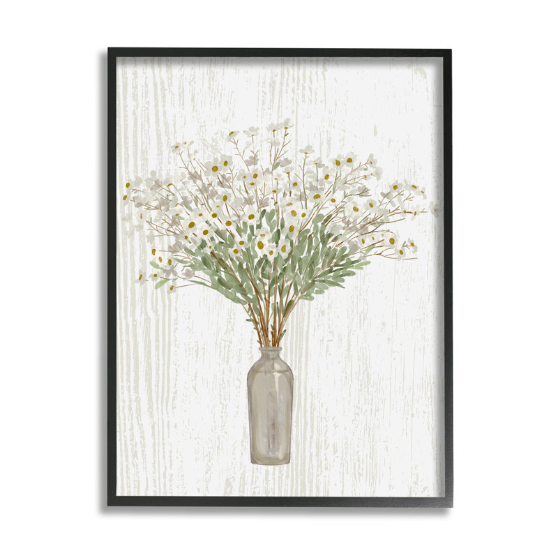 Bouquet délicat de fleurs sauvages, H 14 po x l 11 po x P 1,5 po, Giclée encadrée noir minuit