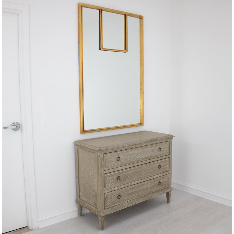 Porta Rectangle Metal Mirror, Antiqued Gold