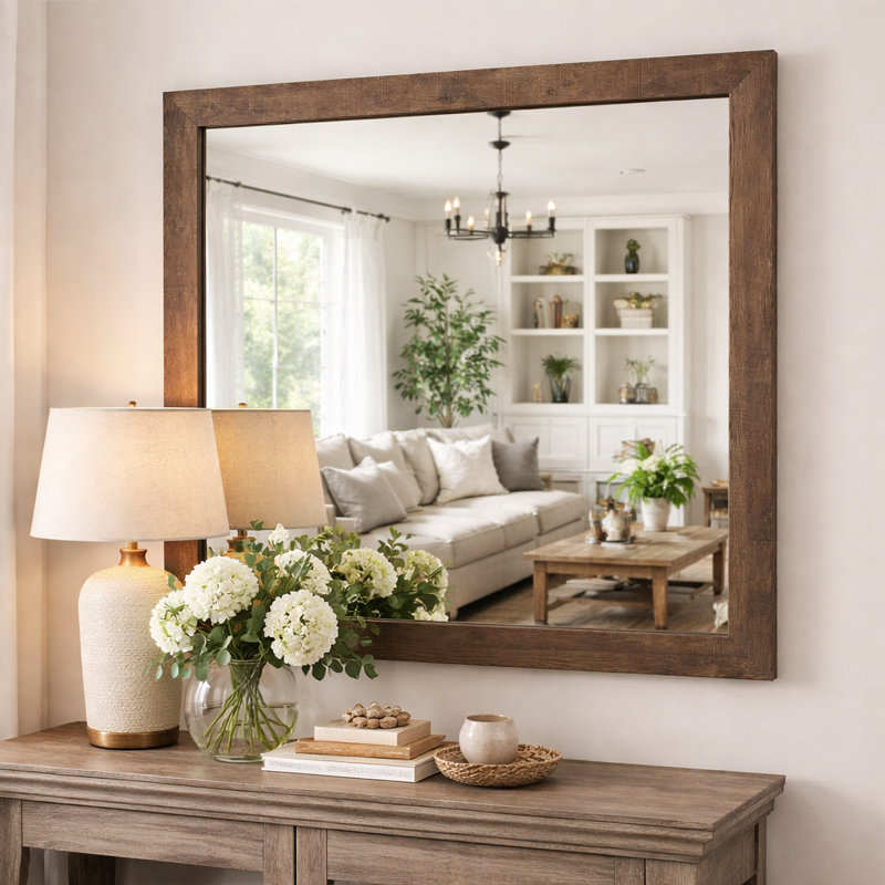 Ashilee Engineered Wood Square Dresser Mirror, Brown