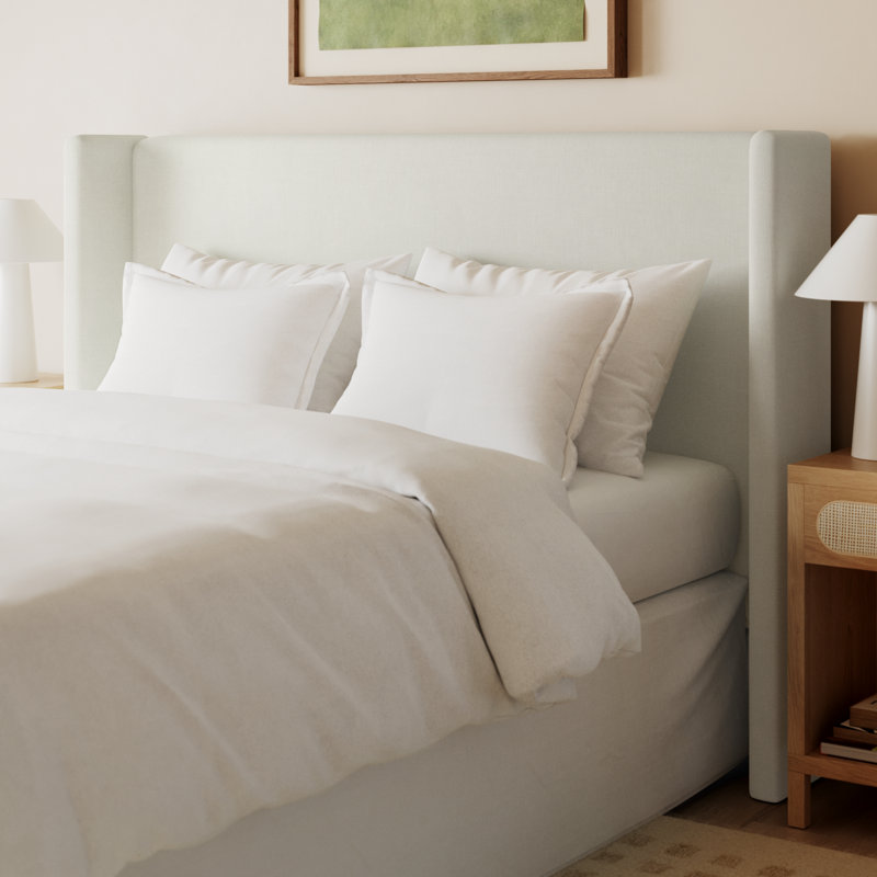 Tilly Upholstered Headboard, King, Zuma White Textured Linen