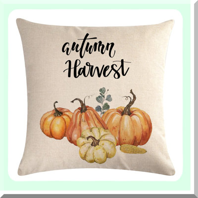 Autumn Harvest Pumpkin Pillow Covers - Set of 2 Farmhouse Decorative Cushion Cover for Sofa Couch Bed - Hello Fall Wreath Pillowcases