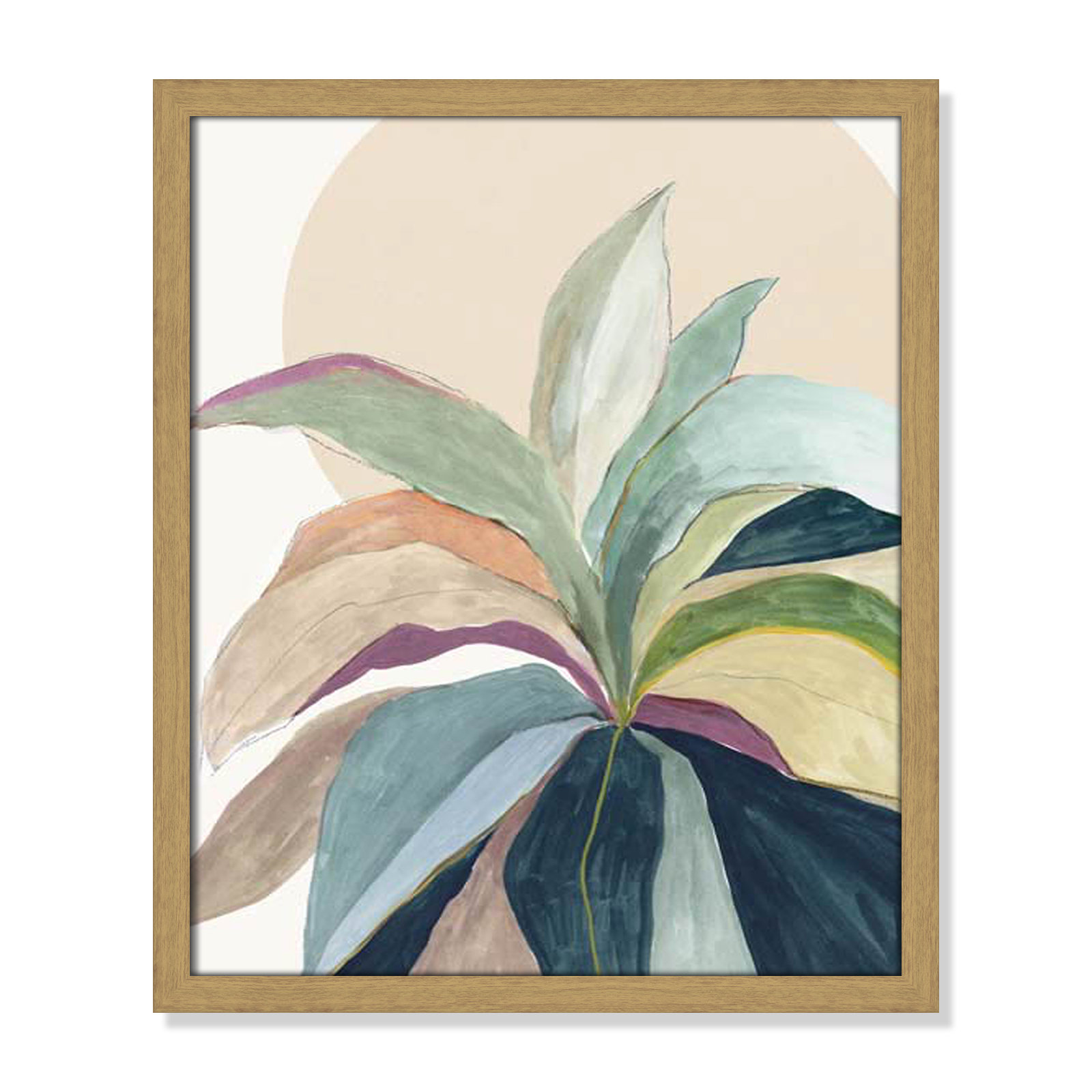 Sunny Bright Leaves II by Asia Jensen, 19" H x 16" W x 0.75" D, Natural Slim Unmatted Picture Framed