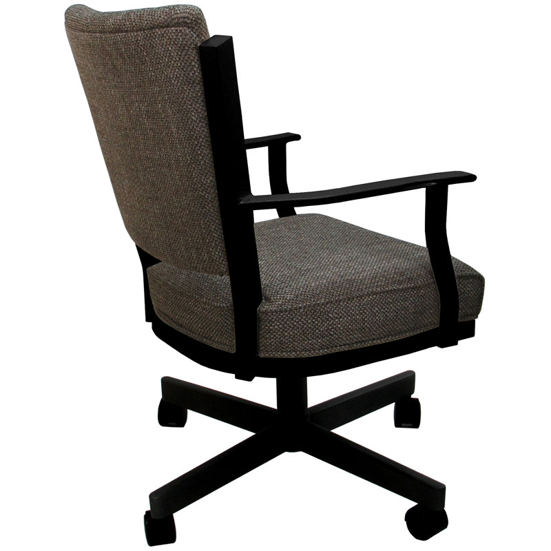 Damarkus Swivel Dining Caster Chair with Arms, Black