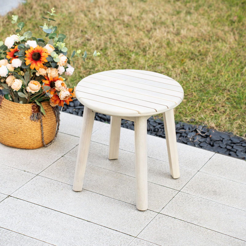 Round Acacia Outdoor Side Table , 45cm cm W 45cm cm D