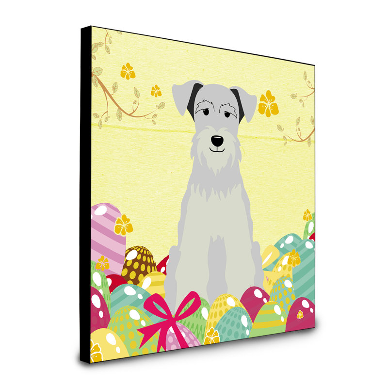 Panneau mural d’art œufs Sentire, Schnauzer miniature blanc