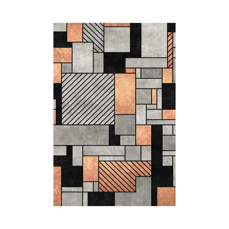 Motif aléatoire - béton et cuivre, H 12 po x l 8 po x P 0,75 po