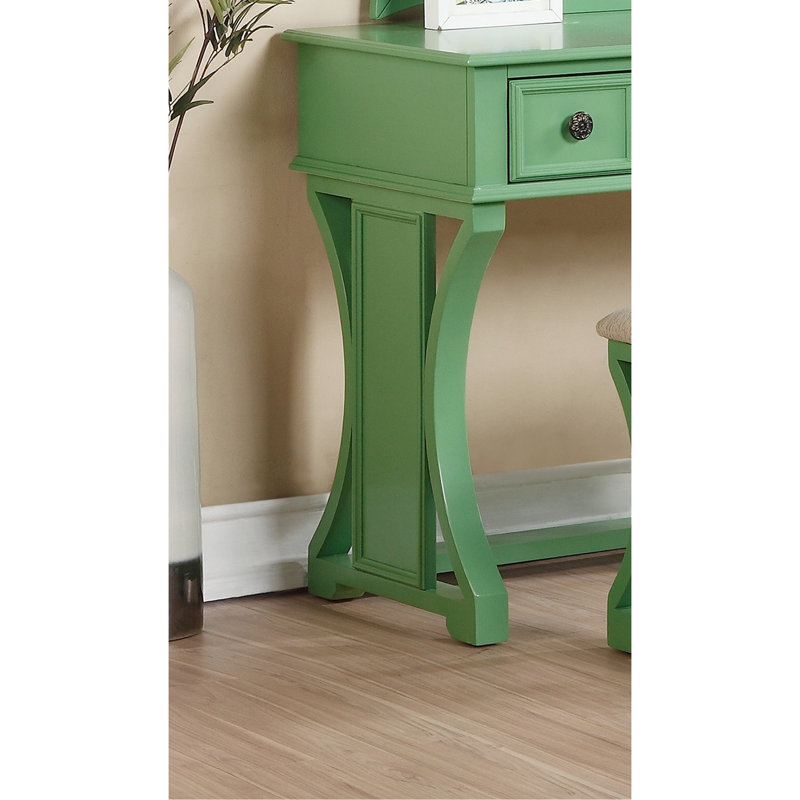Meuble-lavabo de chambre à coucher en pomme, 3 miroirs, tabouret, panneau de particules, rustique, tiroirs fonctionnels,