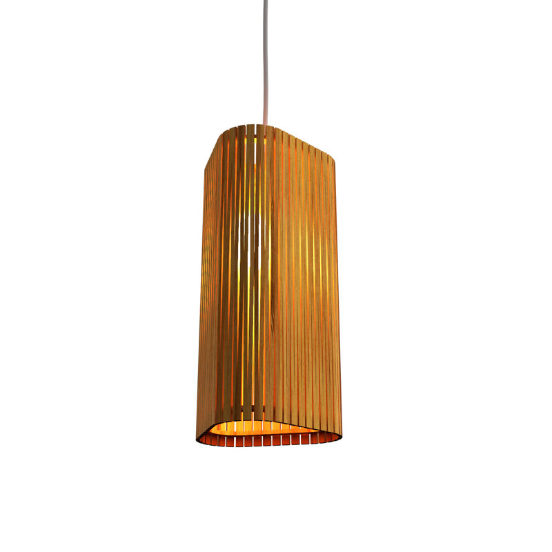 Living Hinges 1 - Light Pendant, 7.87" H x 6.3" W x 6.3" D, Teak
