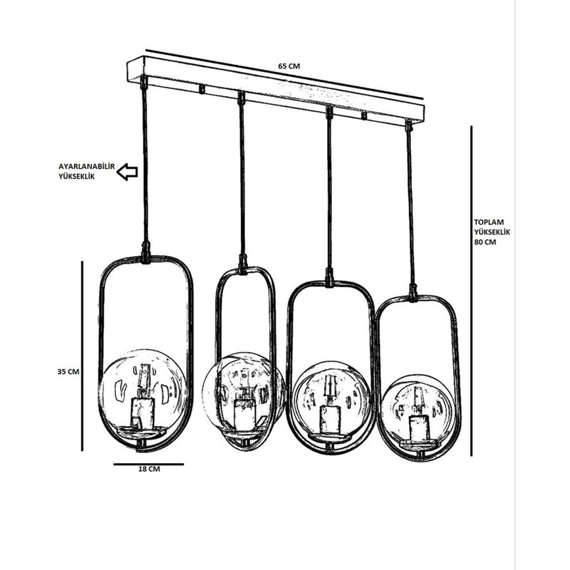 Lustre industriel scandinave, métal noir, 25,6 po x 7,1 po | Hauteur ajustable, peinture séchée au four, revêtement dégringolé | Douille E27, 40 W maximum | Parfait pour les salles à manger et les espaces de vie modernes, solution d'éclairage élégante