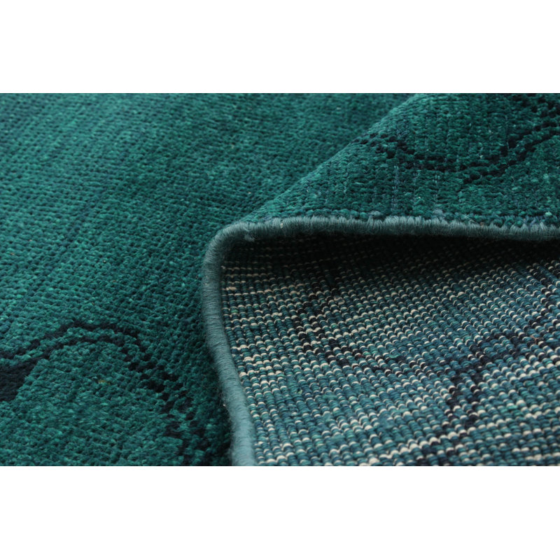 Tapis unique en laine noué à la main 3 pi 10 po x 5 pi 10 po turquoise New Age Vibrance