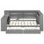 Lit plateforme double en bois avec tablettes de rangement, tiroirs, chargement USB, DEL, bureau et tête de lit tapissier, coussin gris et gris-2043550052