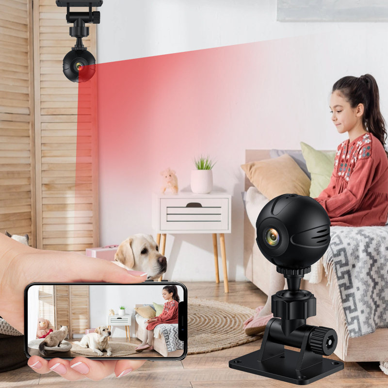 The Webcam Camera WiFi High-definition Circular Camera Self-adhesive Base Can Be Installed  While Charging And Recording Cameras