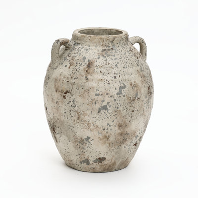 Rustic Antiqued 12.4-Inch Round Bouquet Terracotta Vase