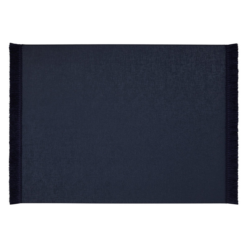 Navy Vinyl Rectangle Placemat Set with Soft Fringes