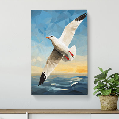 Seagull Geometric Art No.2 - Wrapped Canvas