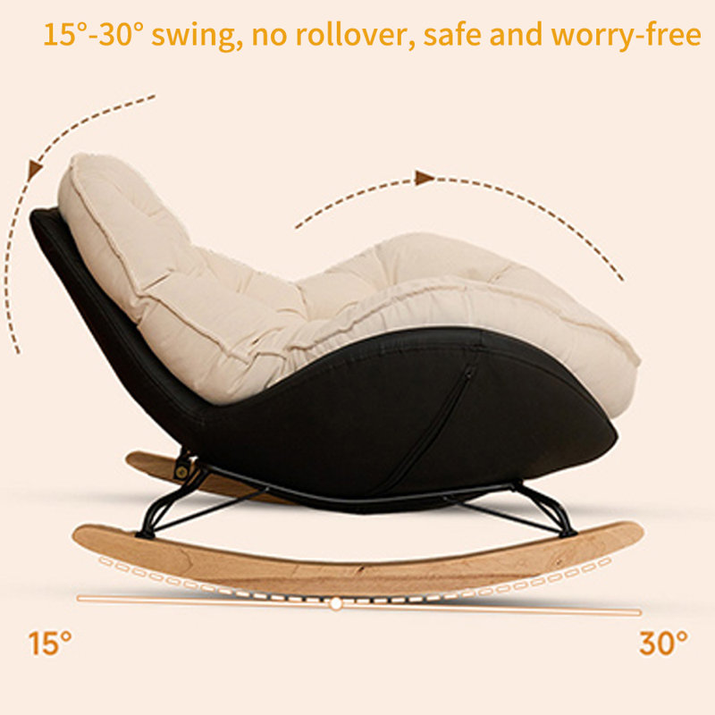 Ergonomically designed Chenille rocking chair, Black/Beige