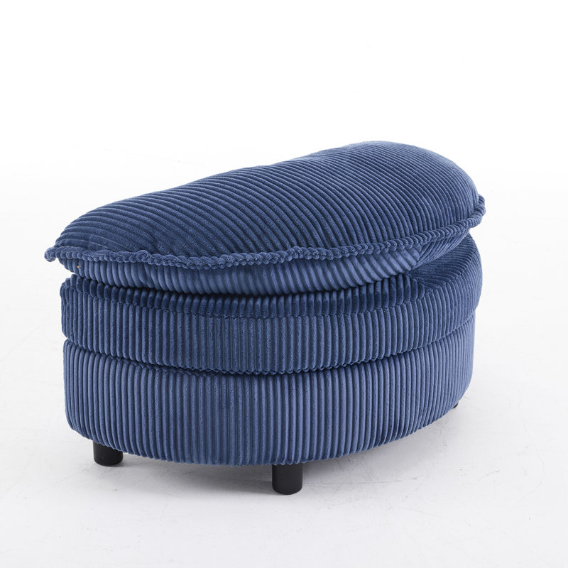 Corduroy Ottoman, Blue