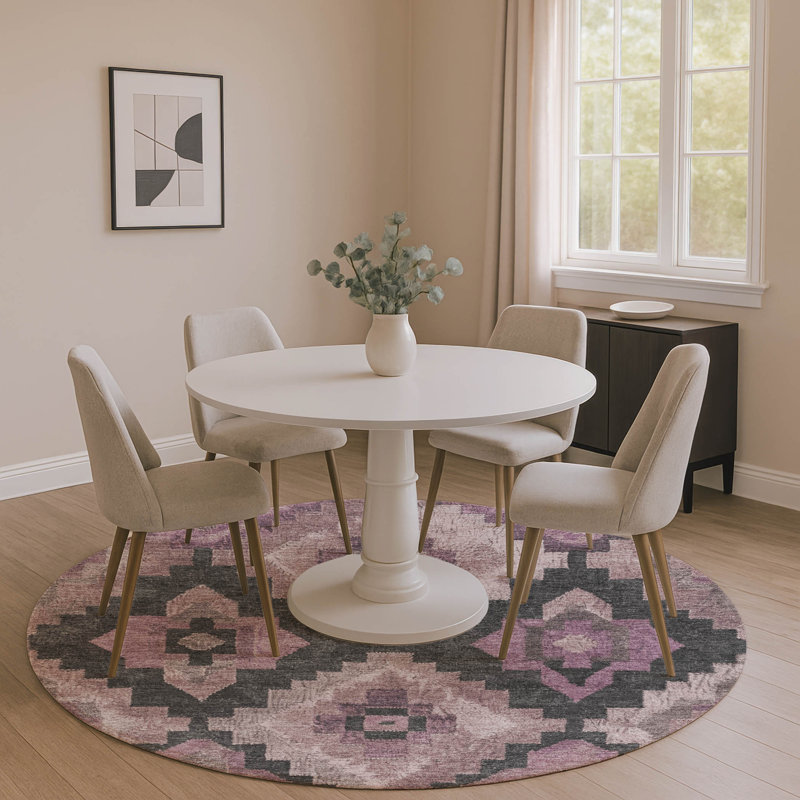 Premium Machine Washable Farolt AMF1894 Aztec Rug, Round 8'