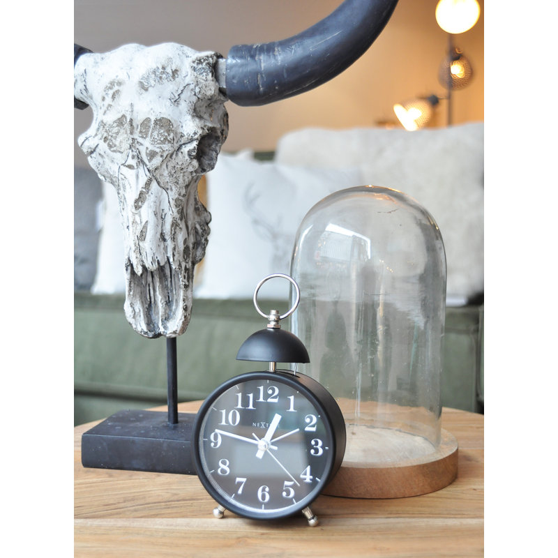 Analogue Metal Quartz Movement / Crystal Alarm Tabletop Clock, Black