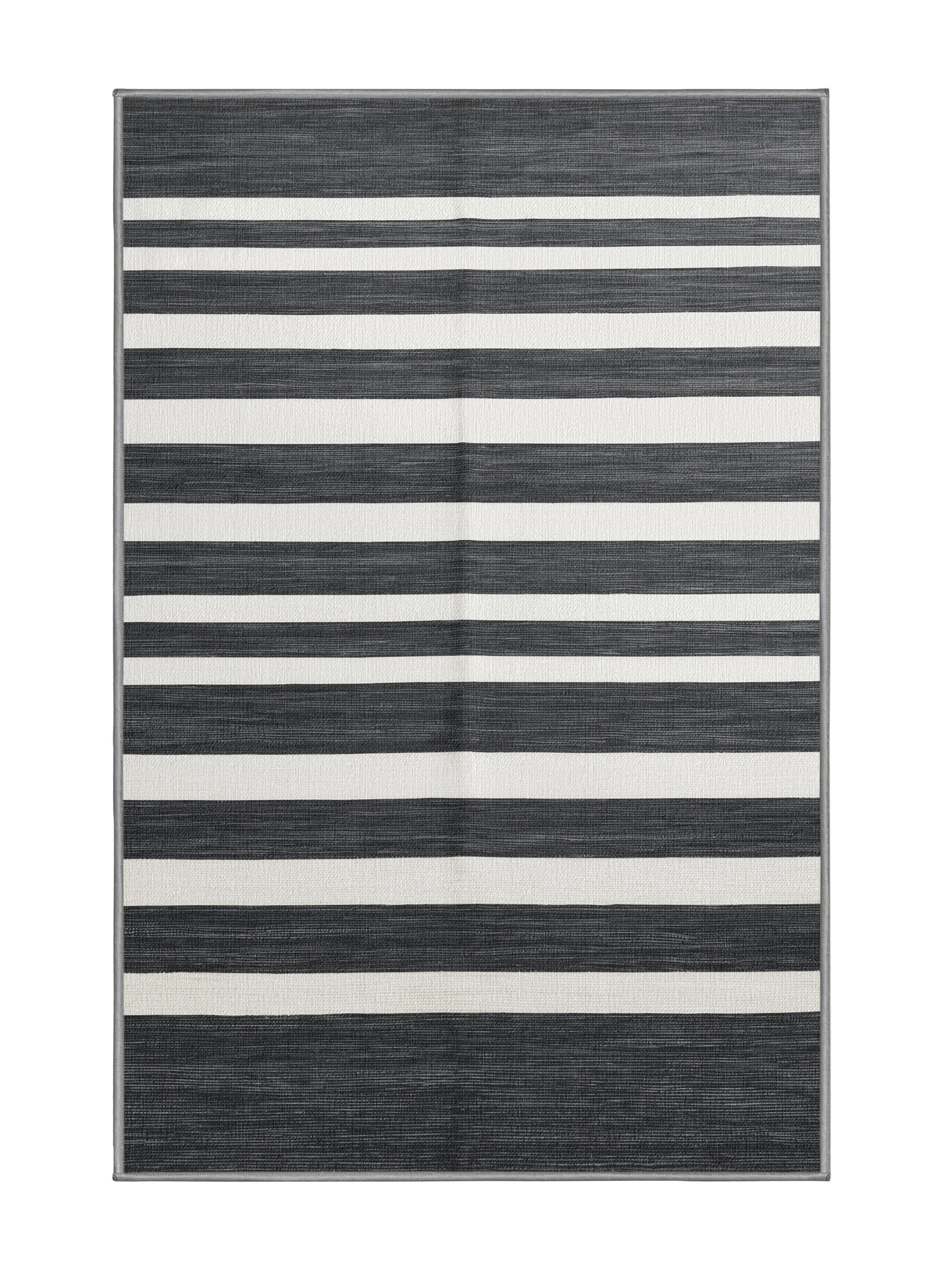 Hokku Designs Machine Washable Horizontal Stripes Gray Area Rug | Wayfair