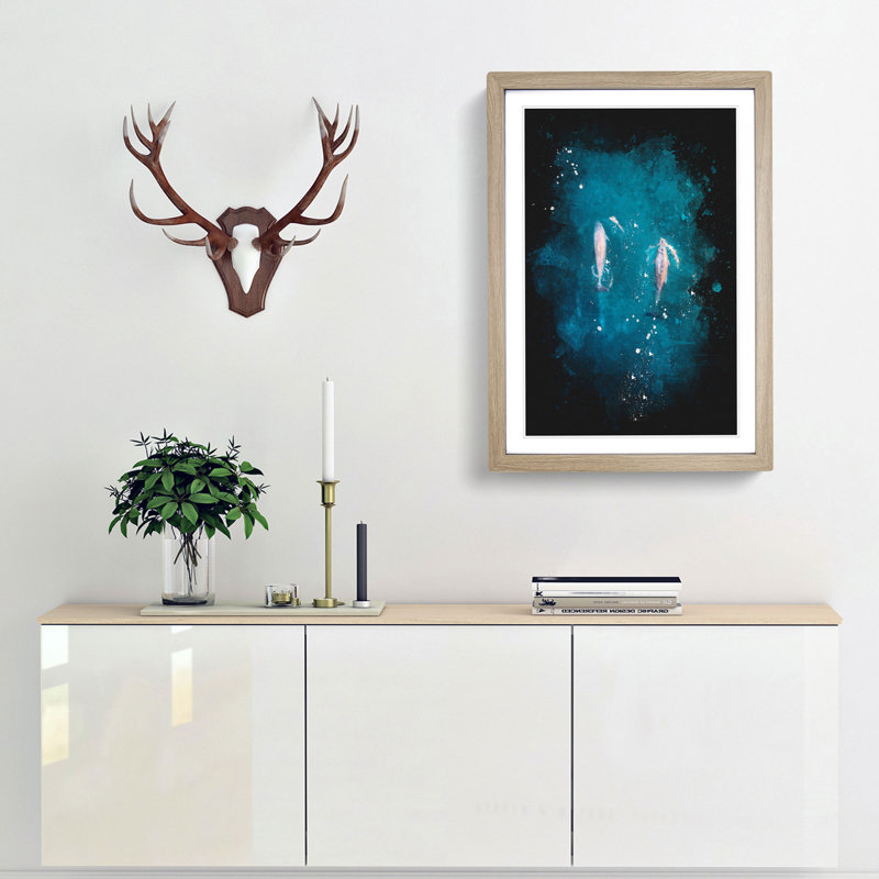 Dolphins Heading North - Framed Print, Oak Framed, 45cm H x 33cm W x 2cm D
