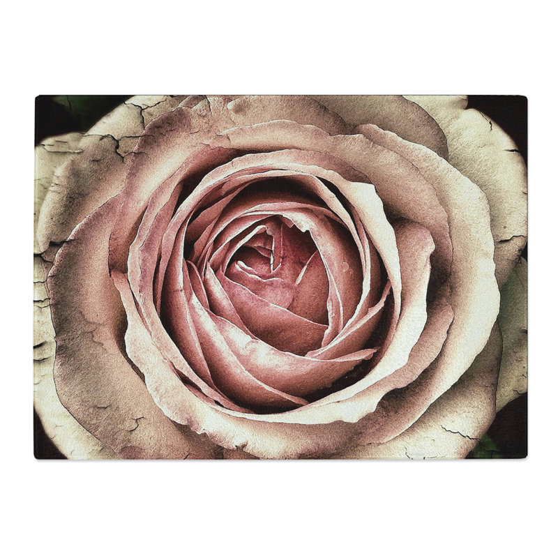 Flower Pink Rose No.2 Art  Glass Chopping Board