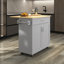 Îlot de cuisine roulant avec rangement, chariot de cuisine avec plateau en bois d'hévéa-1530149032