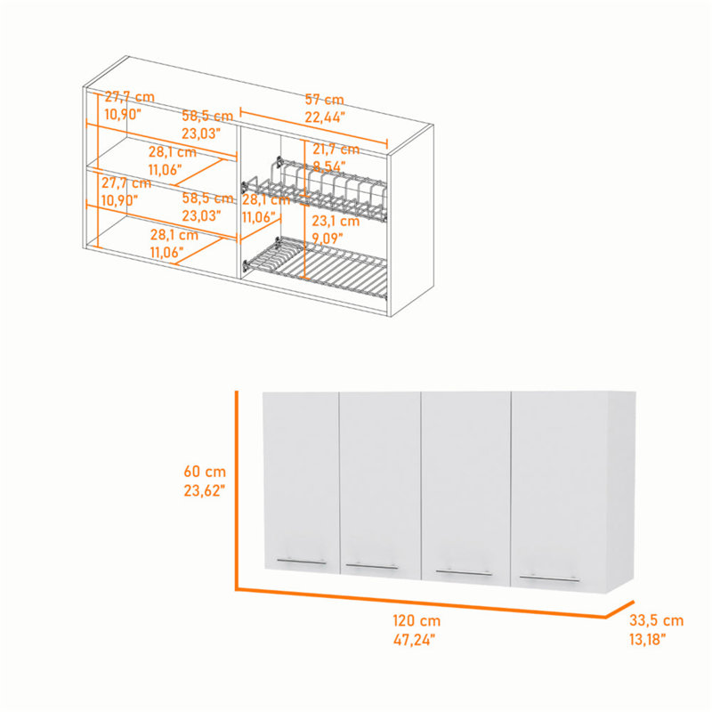 Ensemble de cuisine polyvalent et élégant à 5 tablettes et 4 portes pour chaque maison