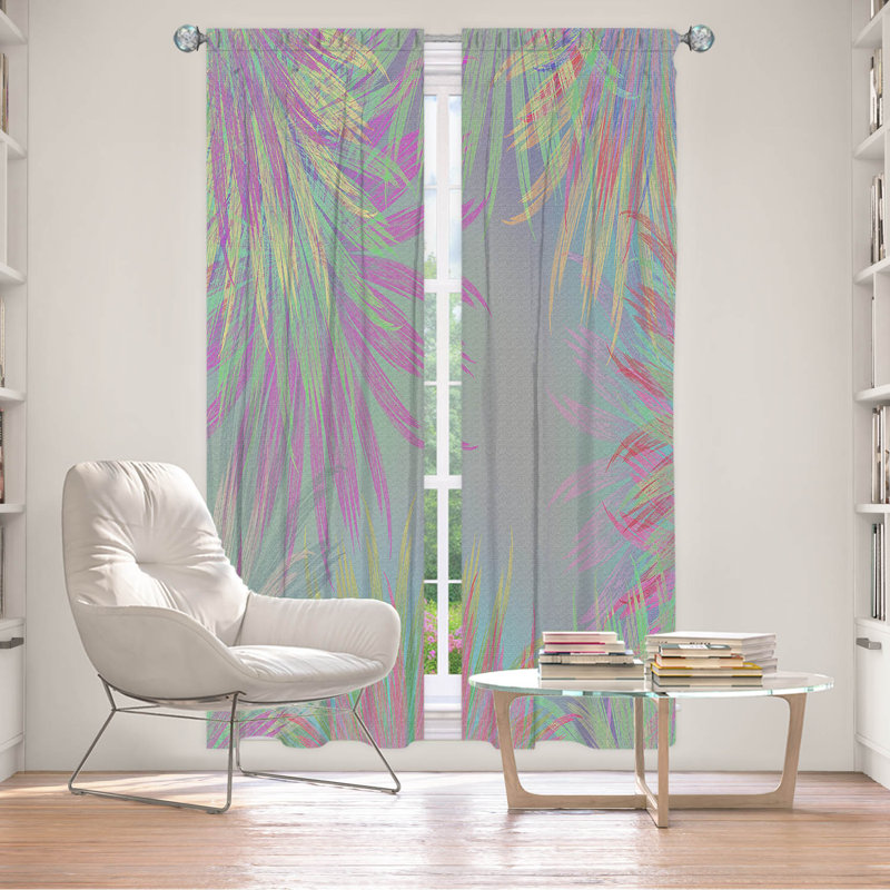 Paire de rideaux obscurcissant en polyester Rovario, Mauve / vert / jaune / bleu, L 20 po x L 52 po