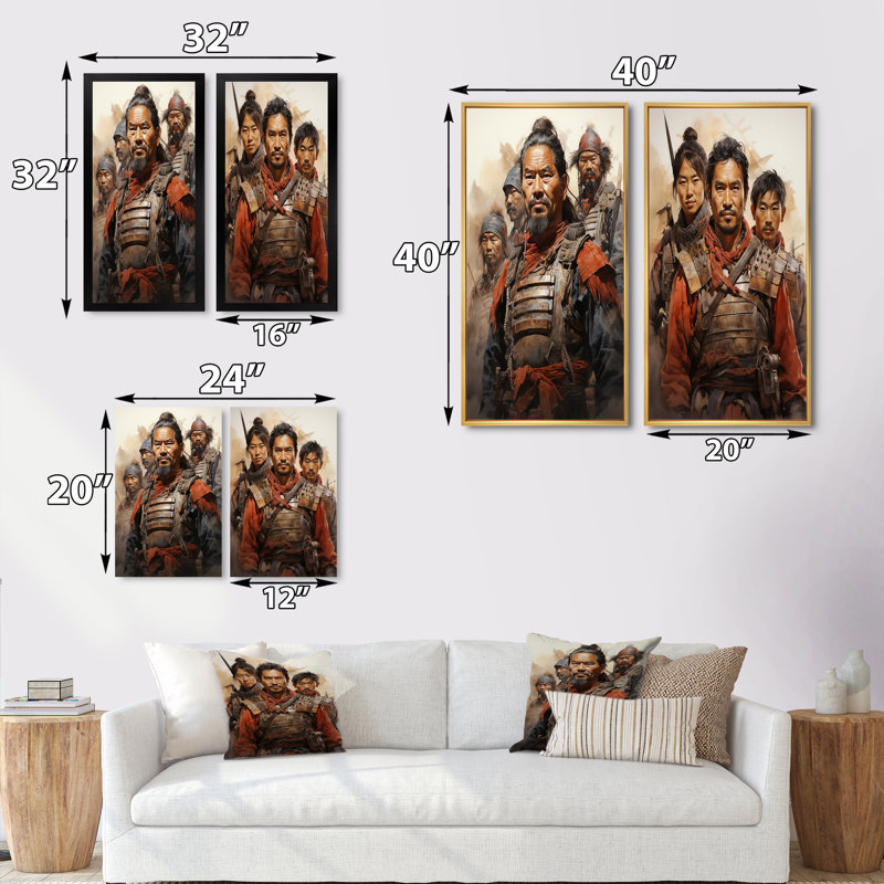 «China Art Terracotta Warriors», 2 pièces, Toile tendue, H 20 po x l 24 po