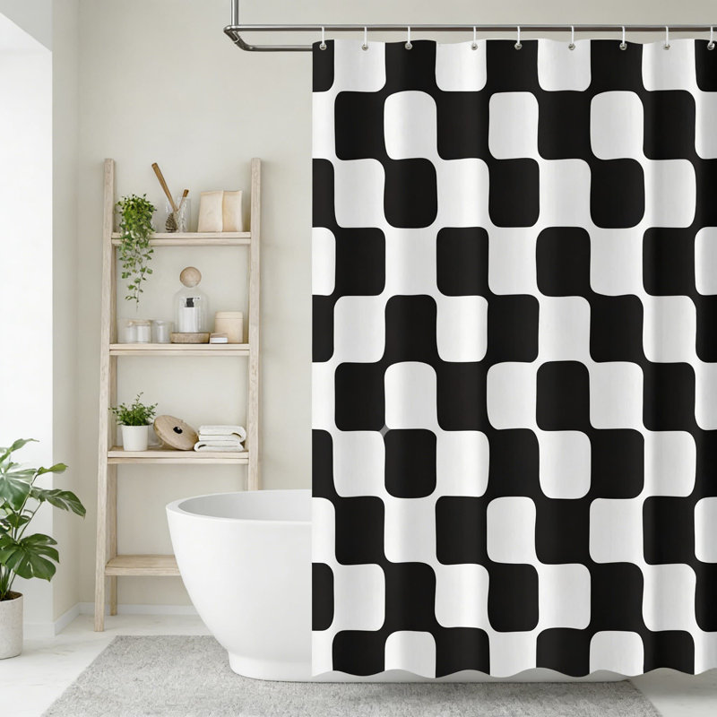 Ensemble de rideau de douche Retro, Noir