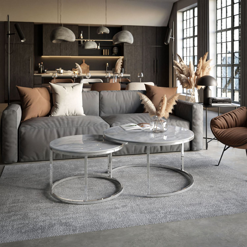 Ava-Catherine Marble Top Living Room Table Set