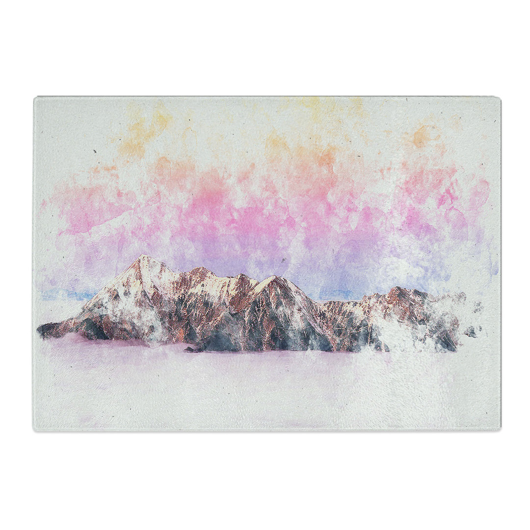Tempered Glass Mountain Through the Clouds Chopping Board