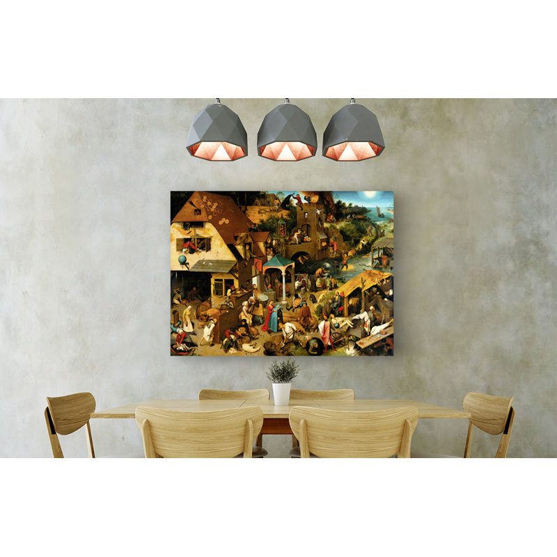 Flemish Proverbs by Pieter Bruegel The Elder - Painting, 70cm H x 100cm W, Wrapped Canvas