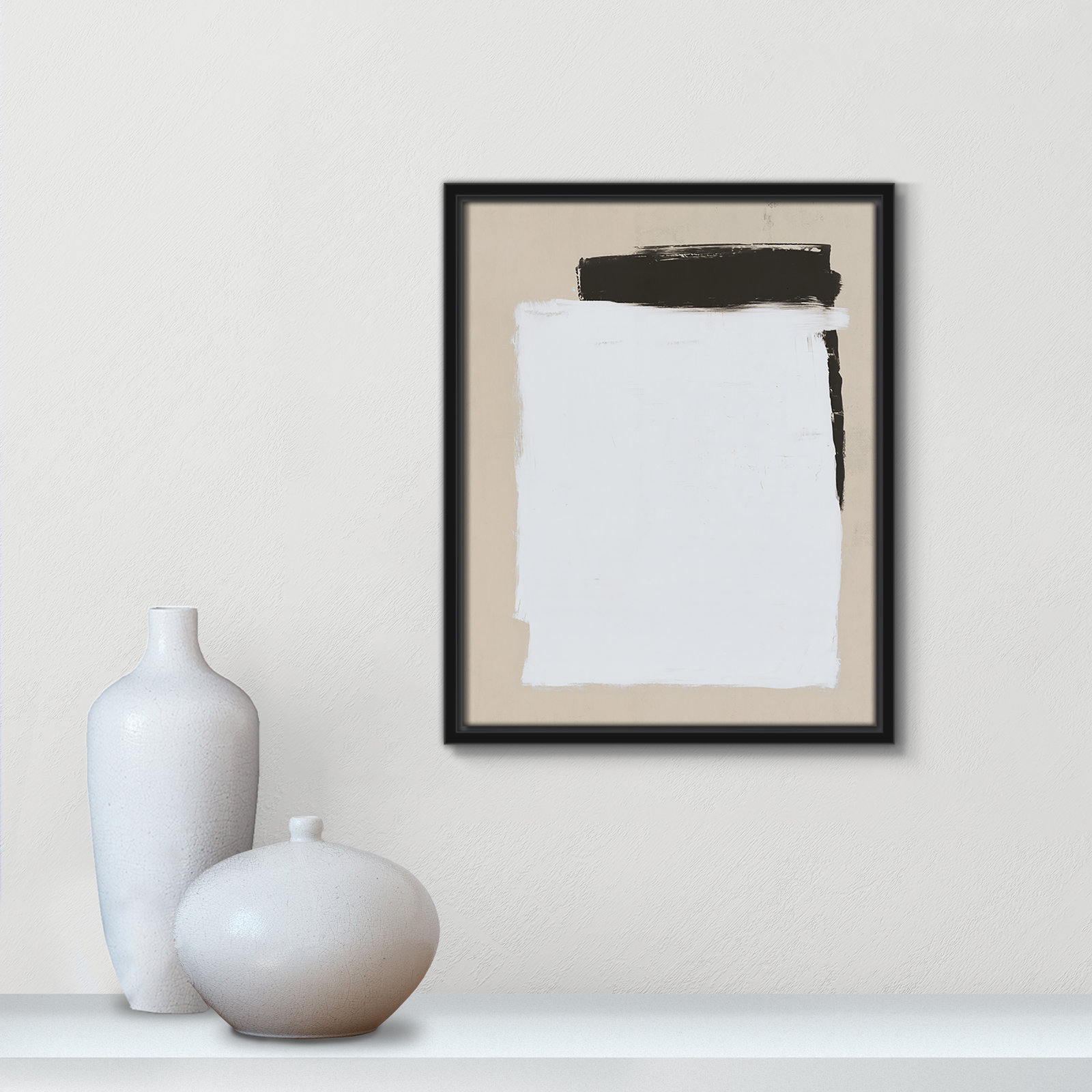 Two Mirrors, 15.5" H x 12.5" W, Framed Canvas, Black