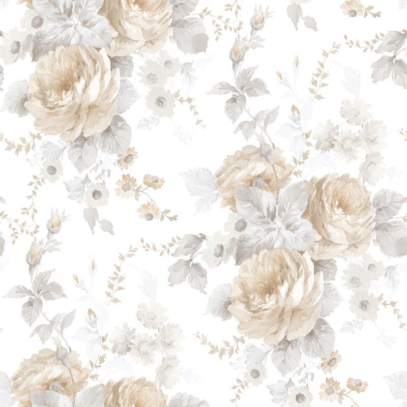 Sarahi 10m x 53cm Matte Wallpaper Roll, White/Beige