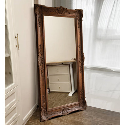 European Carved Solid Wood Frame High Definition Full Length Mirror