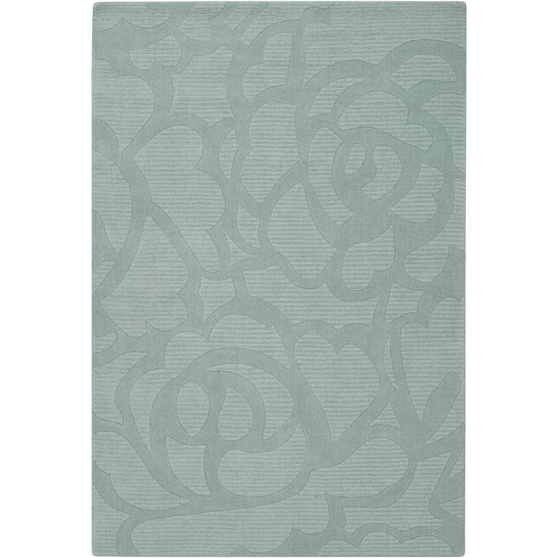 Worcester Hand-Tufted Wool Blue High Low Floral Modern Area Rug, Rectangle 5' x 7', Blue