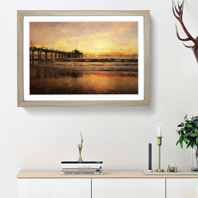 Sunset Behind the Pier in Abstract - Picture Frame Painting Print