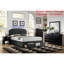 Lit simple moderne avec rangement et tête de lit en tissu de toile de jute gris anthracite-1795984495