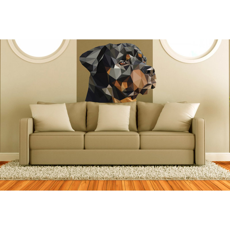 Décalcomanie murale polygonale Rottweiler Dog, H 46 po x l 50 po