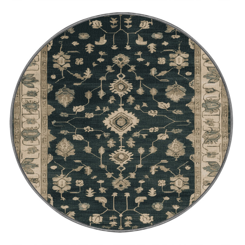 Tapis gris lavable à la machine, Rond 5 pi