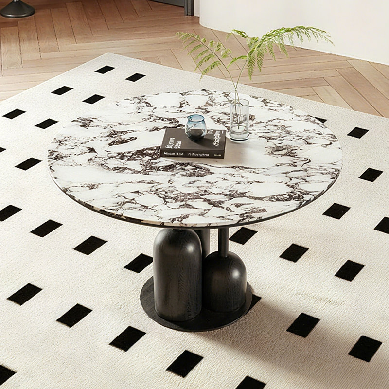 Table de salle à manger noire en pierre frittée, H 29,53 po x L 35,43 po x l 35,43 po