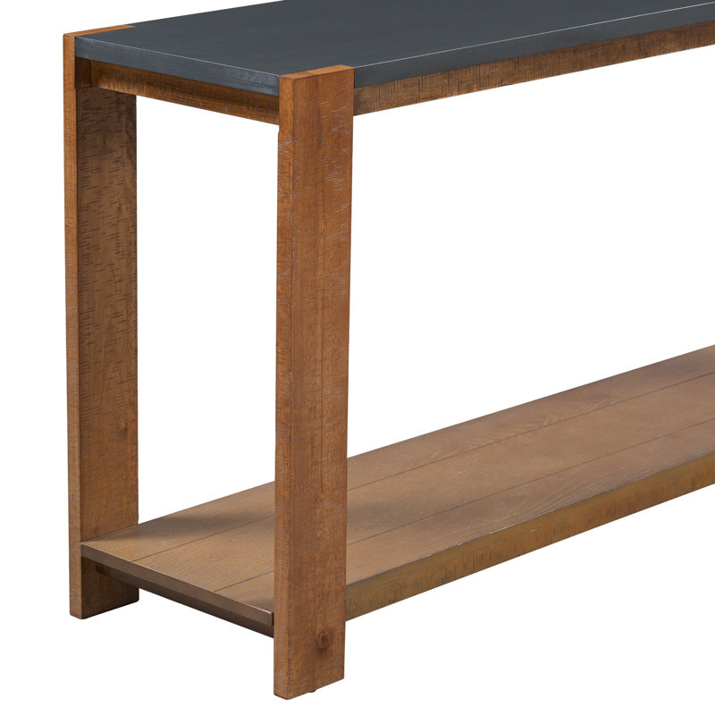 Console en bois massif 59,8 po Neissa, Gris foncé / brun