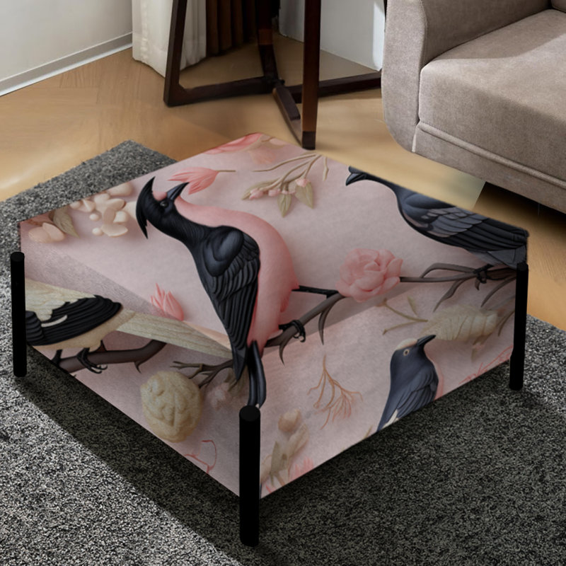 Bird Cameo Portraits Victorian Pattern - Animal Print Large Square Ottoman