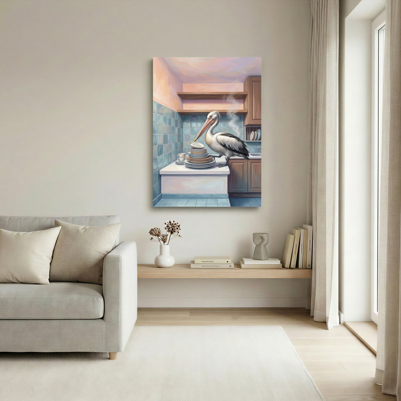 Pelican Kitchen Canvas Wall Art Oil Painting Print Set Of 1, H 48 po x l 36 po, Wrapped Canvas