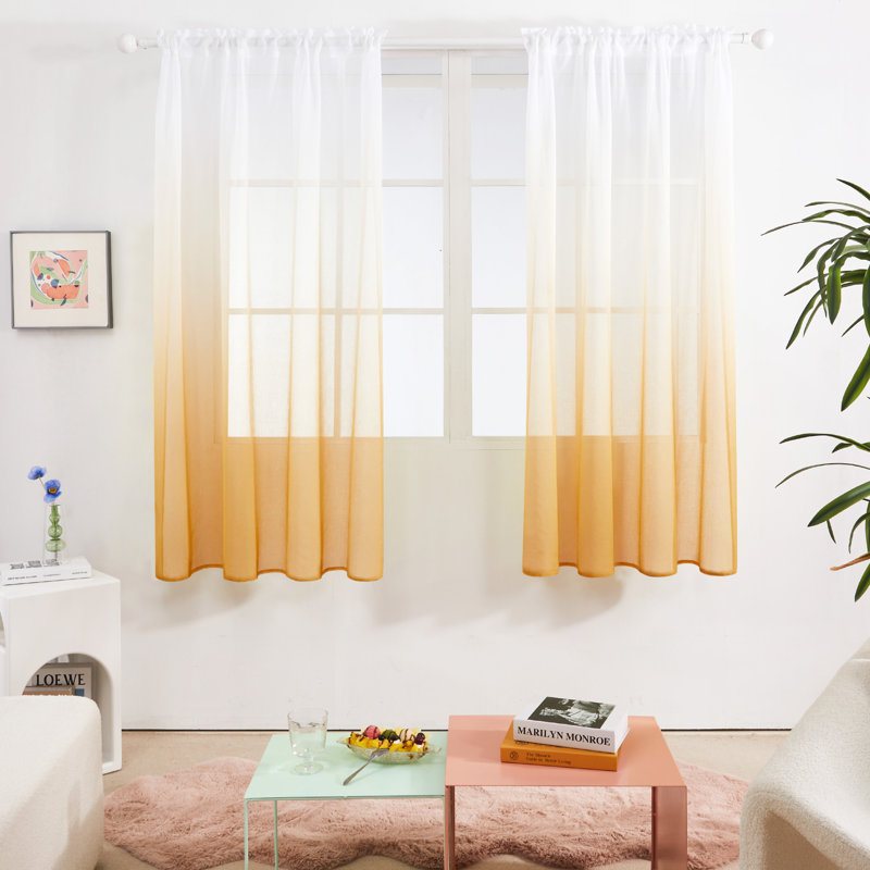 Paire de rideaux transparents Zhejno, L 52 po x L 63 po, Orange