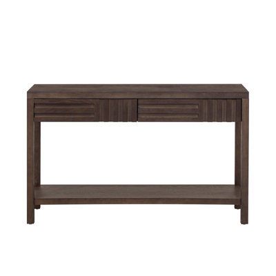 Modern Ash Veneer Console Table, Classic Striped Design, With 2 Drawers & Open Shelf, Perfect For Living Room, Hallway, Entryway, Study Room