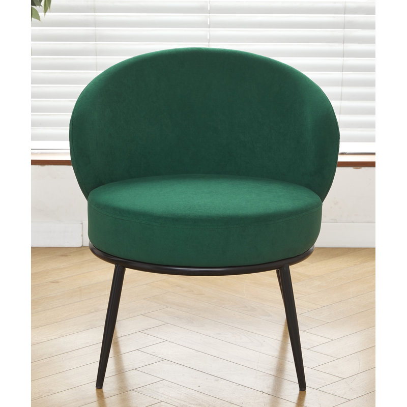 Velvet upholstery metal leg accent chair, Green Velvet